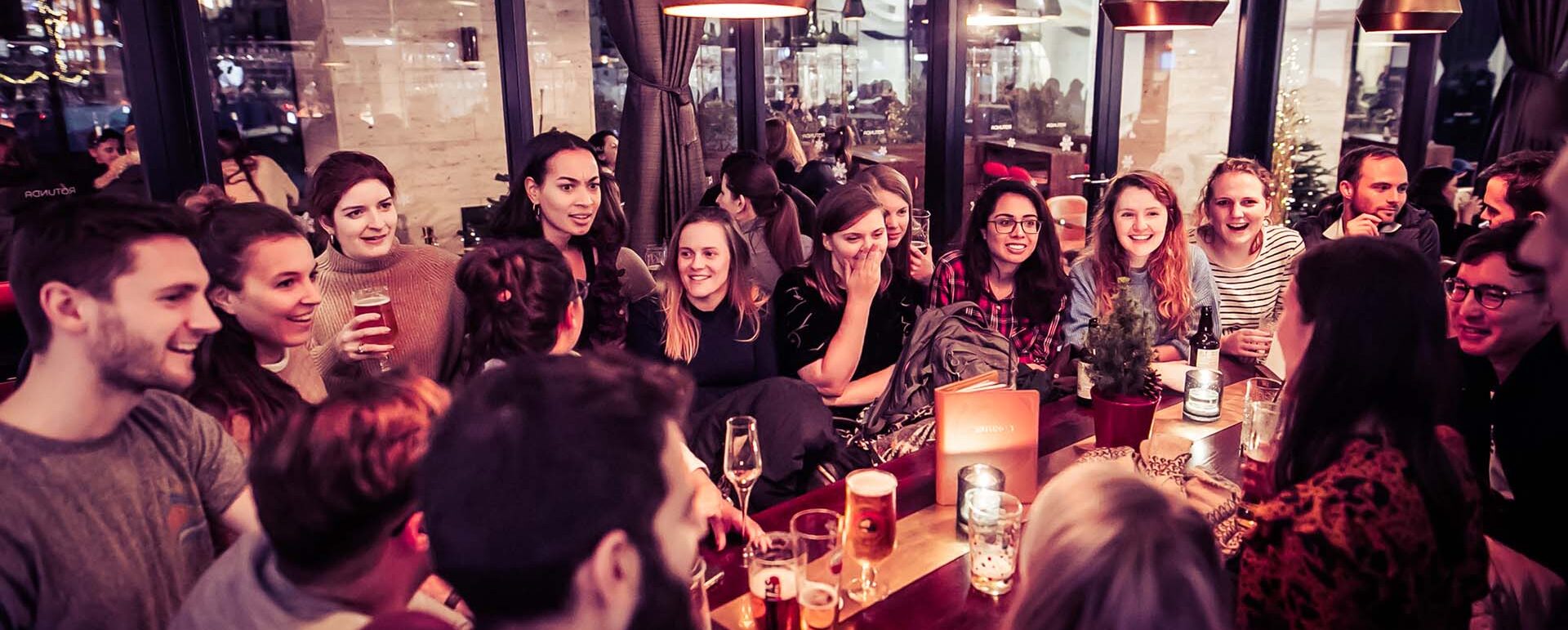 Group of guests at a christmas party